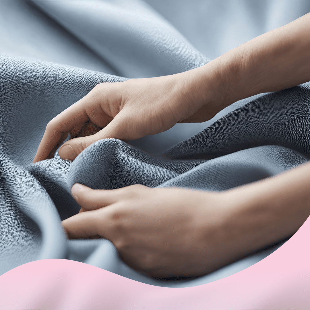a person's hands touching a blanket (Exquisite Craftmanship)