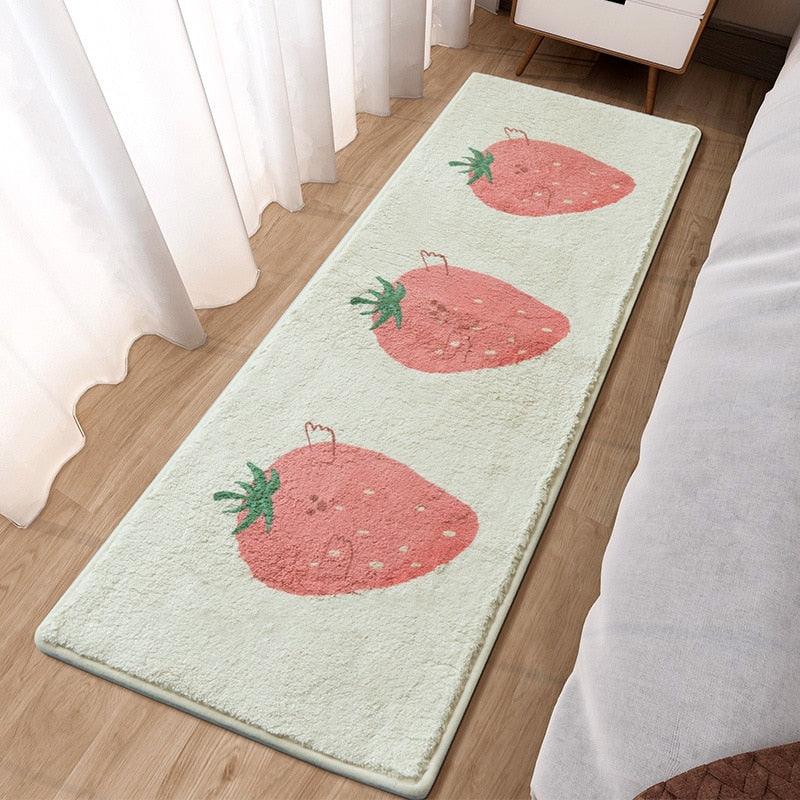 Soft Bedside Mat Rug - Floral, Strawberry, Dog - Kyootii
